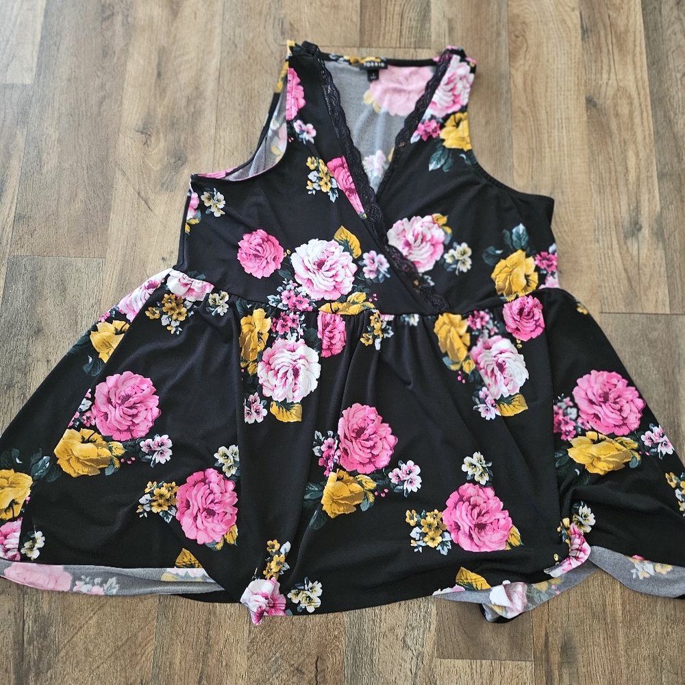 Torrid black floral sleeveless tunic, 1